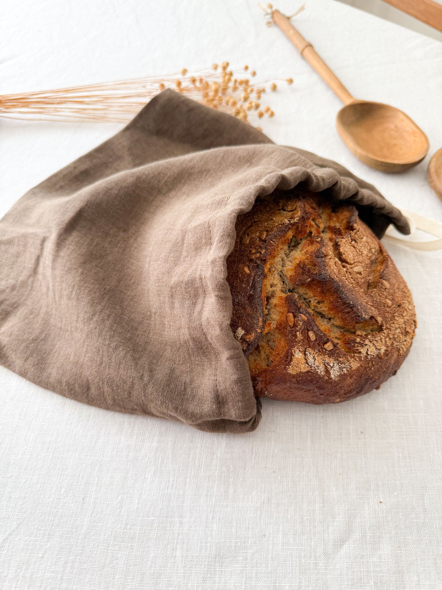 Brödpåse i linne – Brun