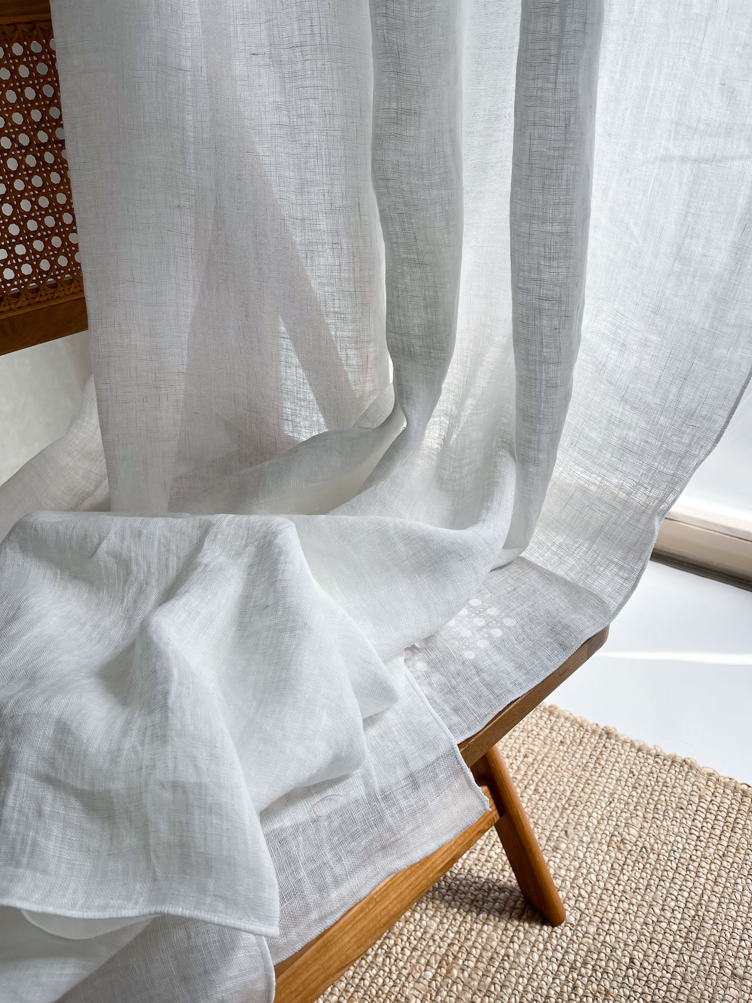 Tunna linnegardiner – Vit, enkel panel