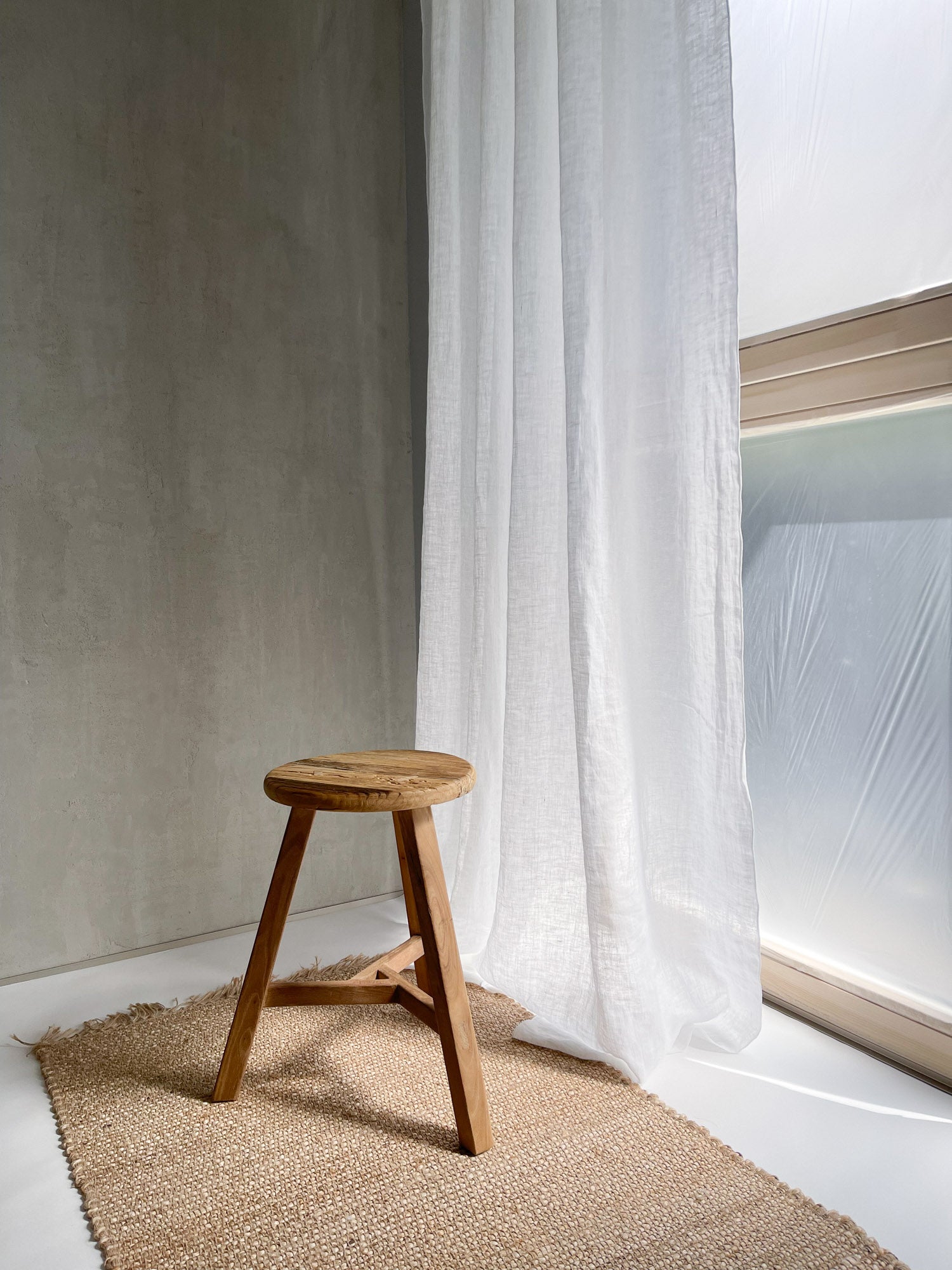 Tunna linnegardiner – Vit, enkel panel