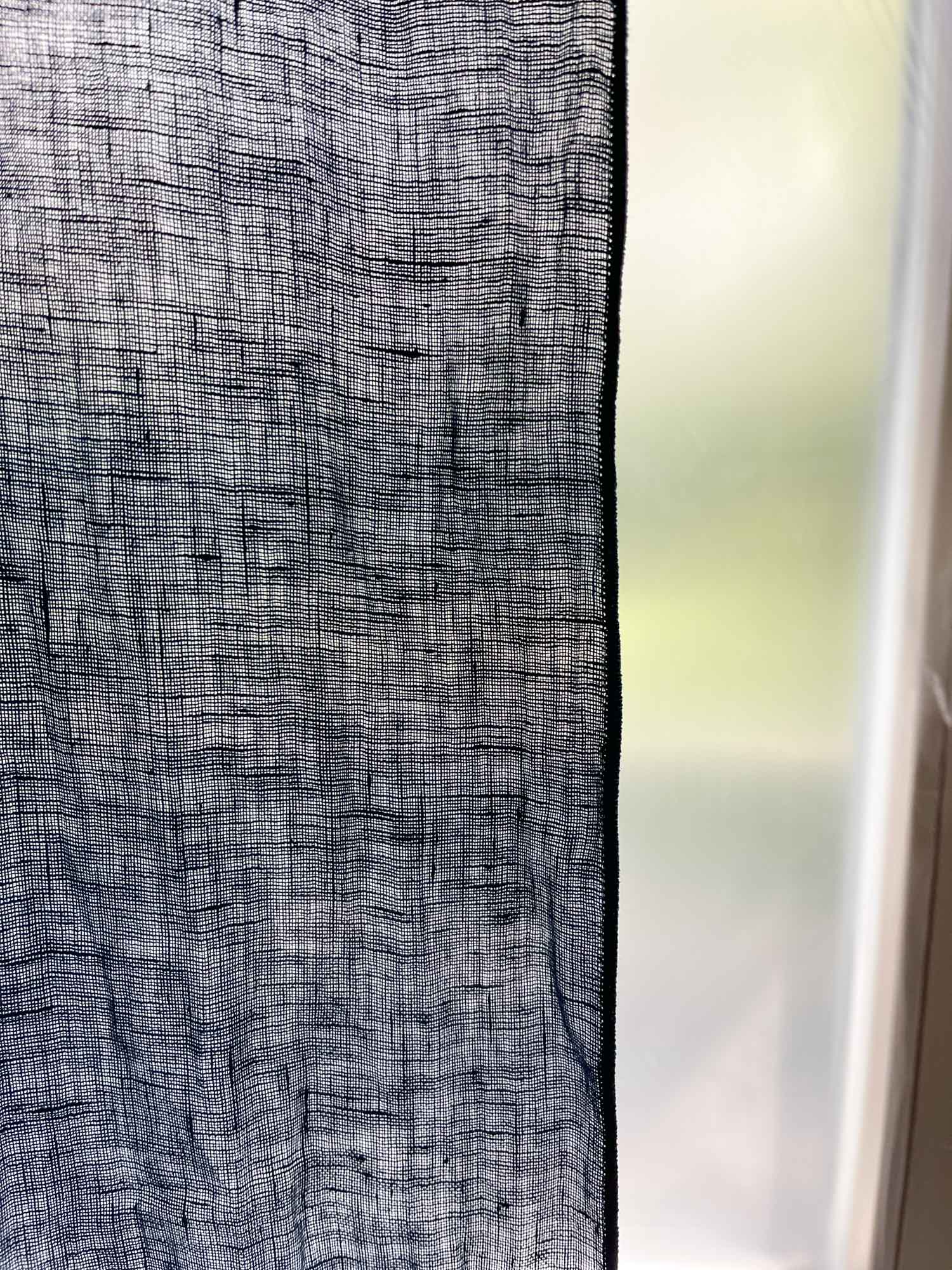 Tunna linnegardiner – Marinblå, enkel panel