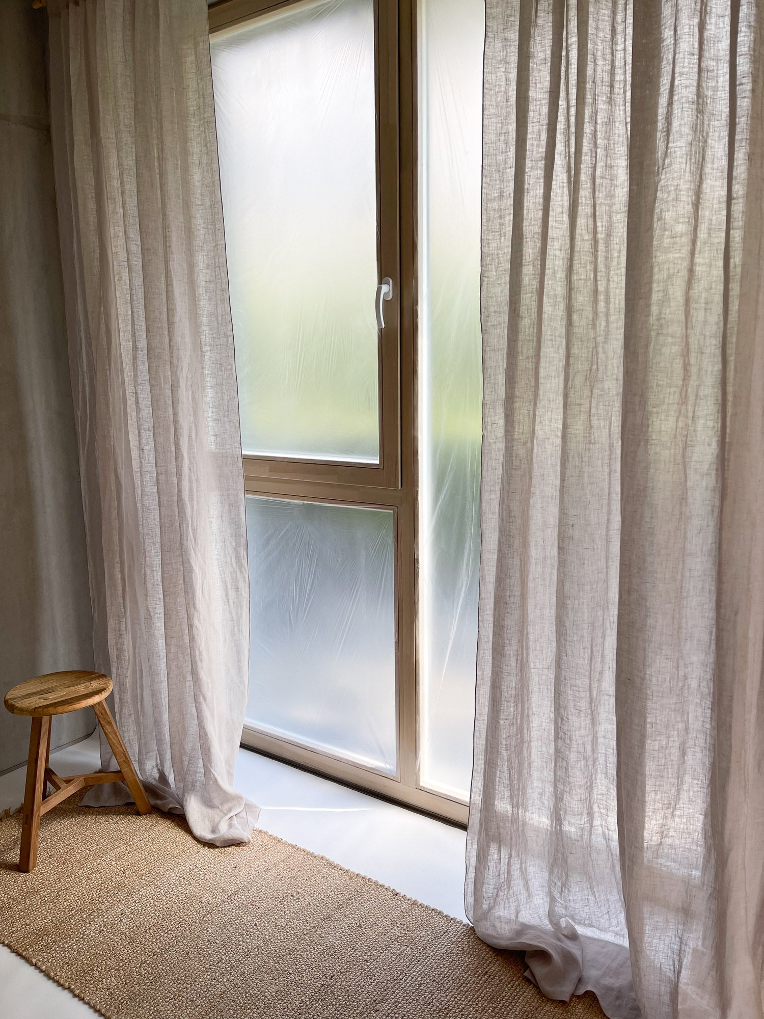 Tunna linnegardiner – Beige, enkel panel