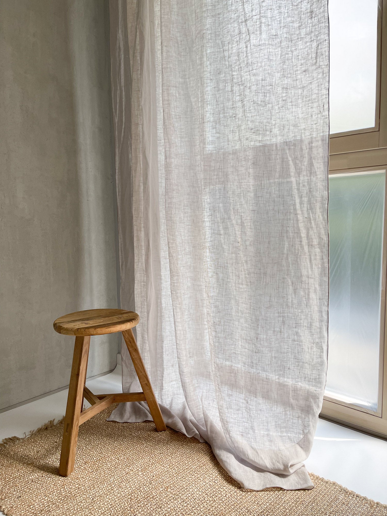 Tunna linnegardiner – Beige, enkel panel