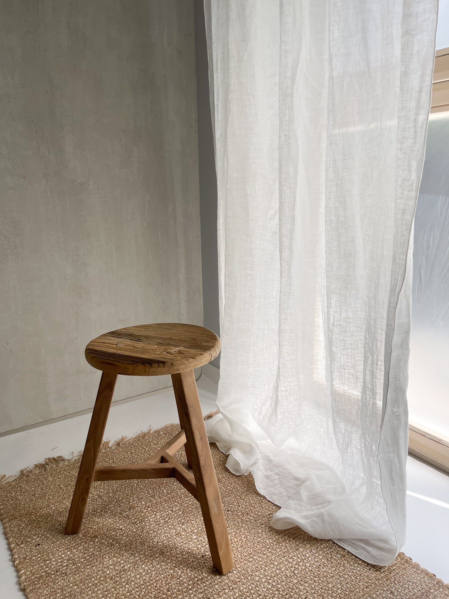 Leinen Musselin Vorhang - Gebrochen Weiß, einzeln