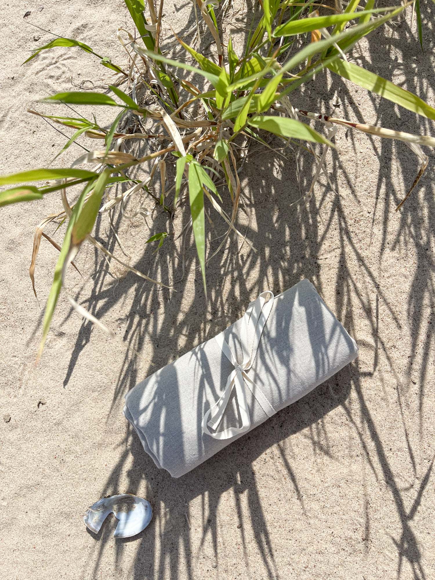 Strandtuch aus gewaschenem Leinen - Beige