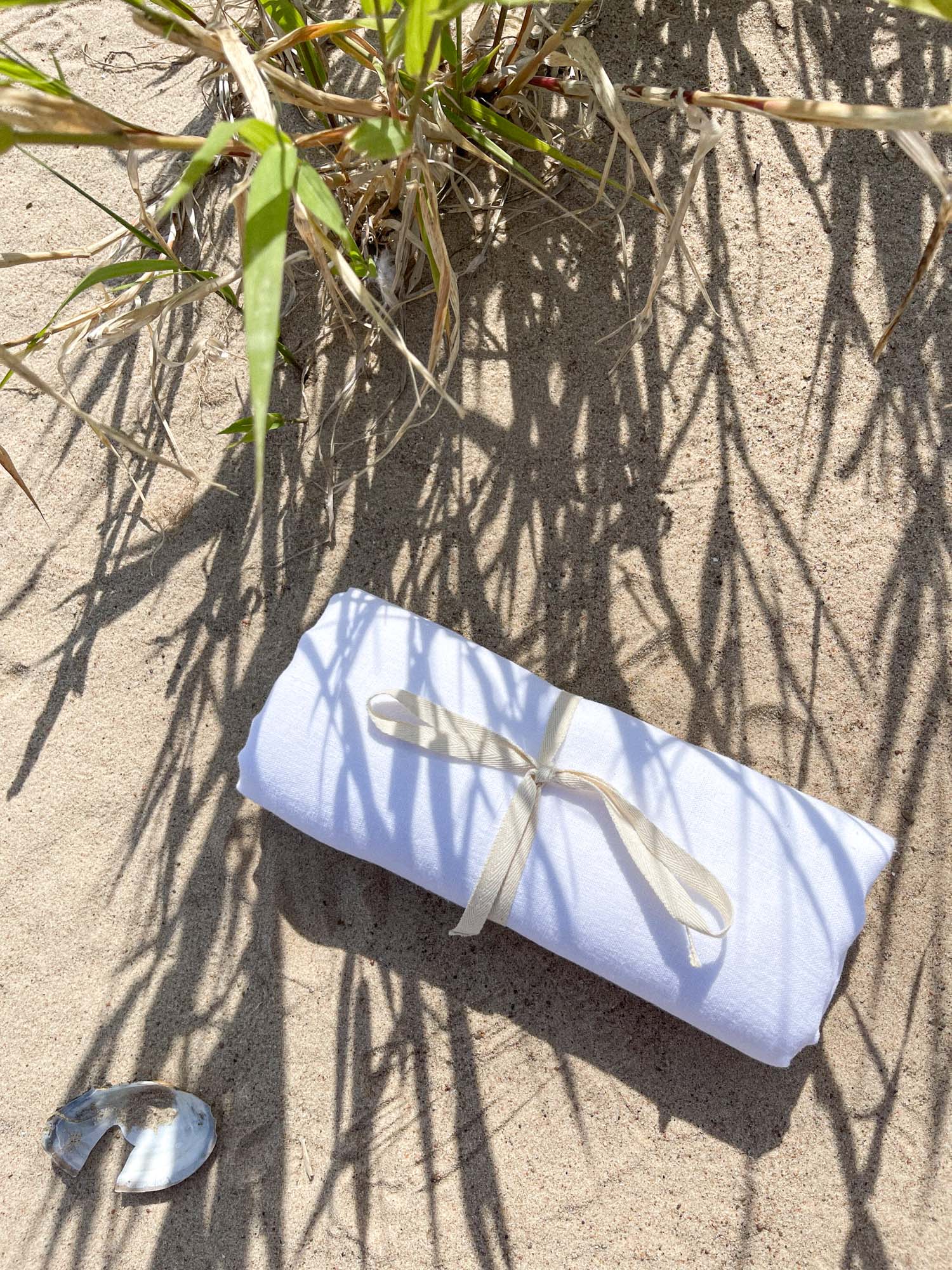 Linne strandhandduk – Vit