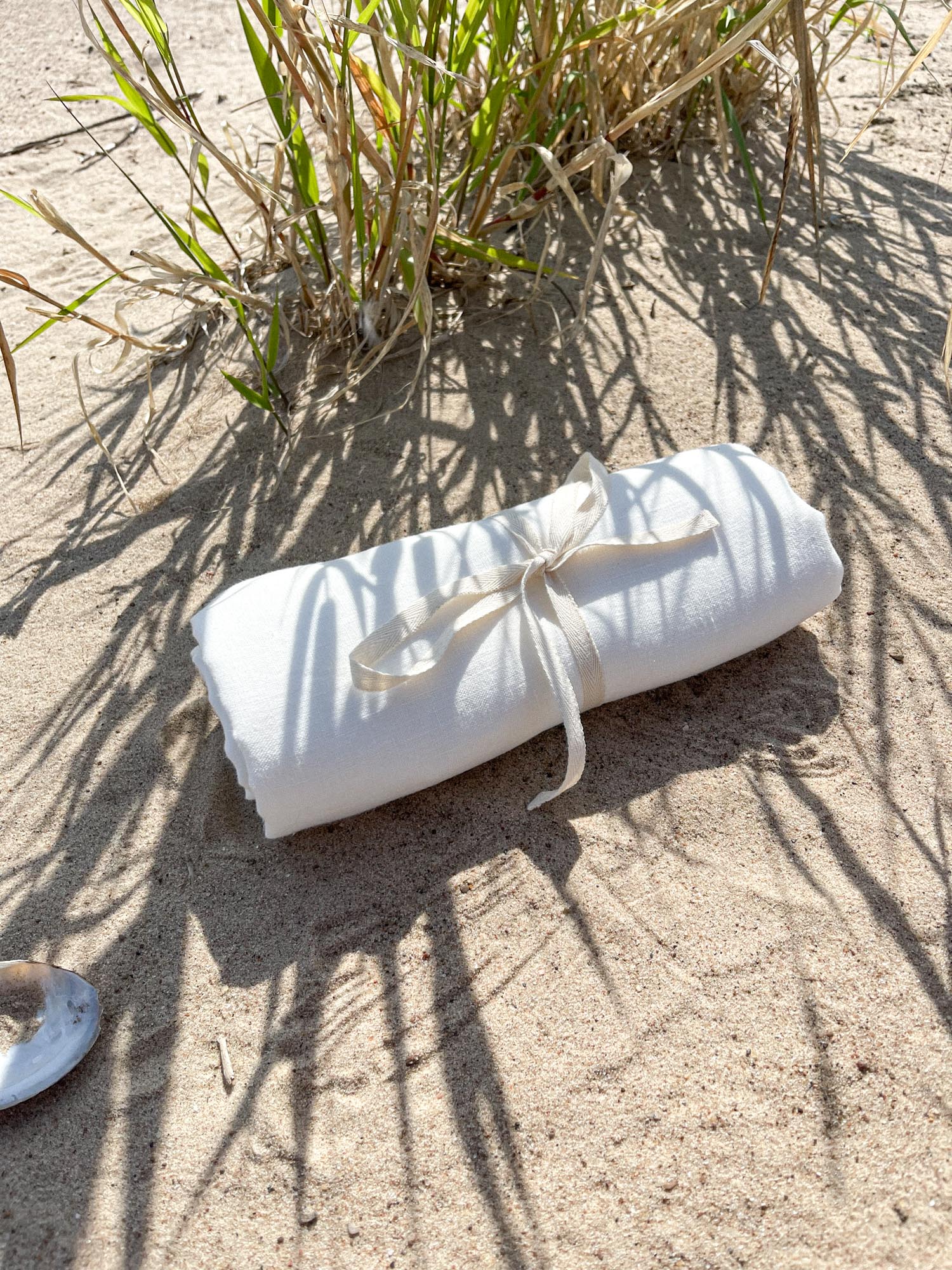 Linne strandhandduk – Off White