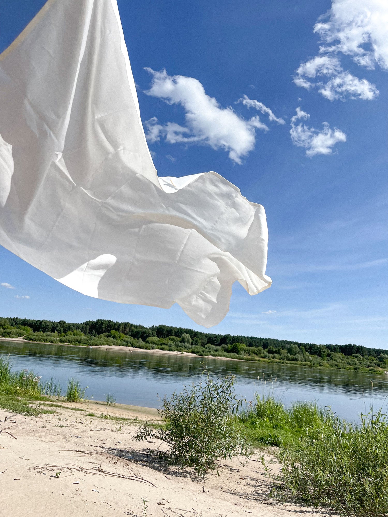 Linne strandhandduk – Off White