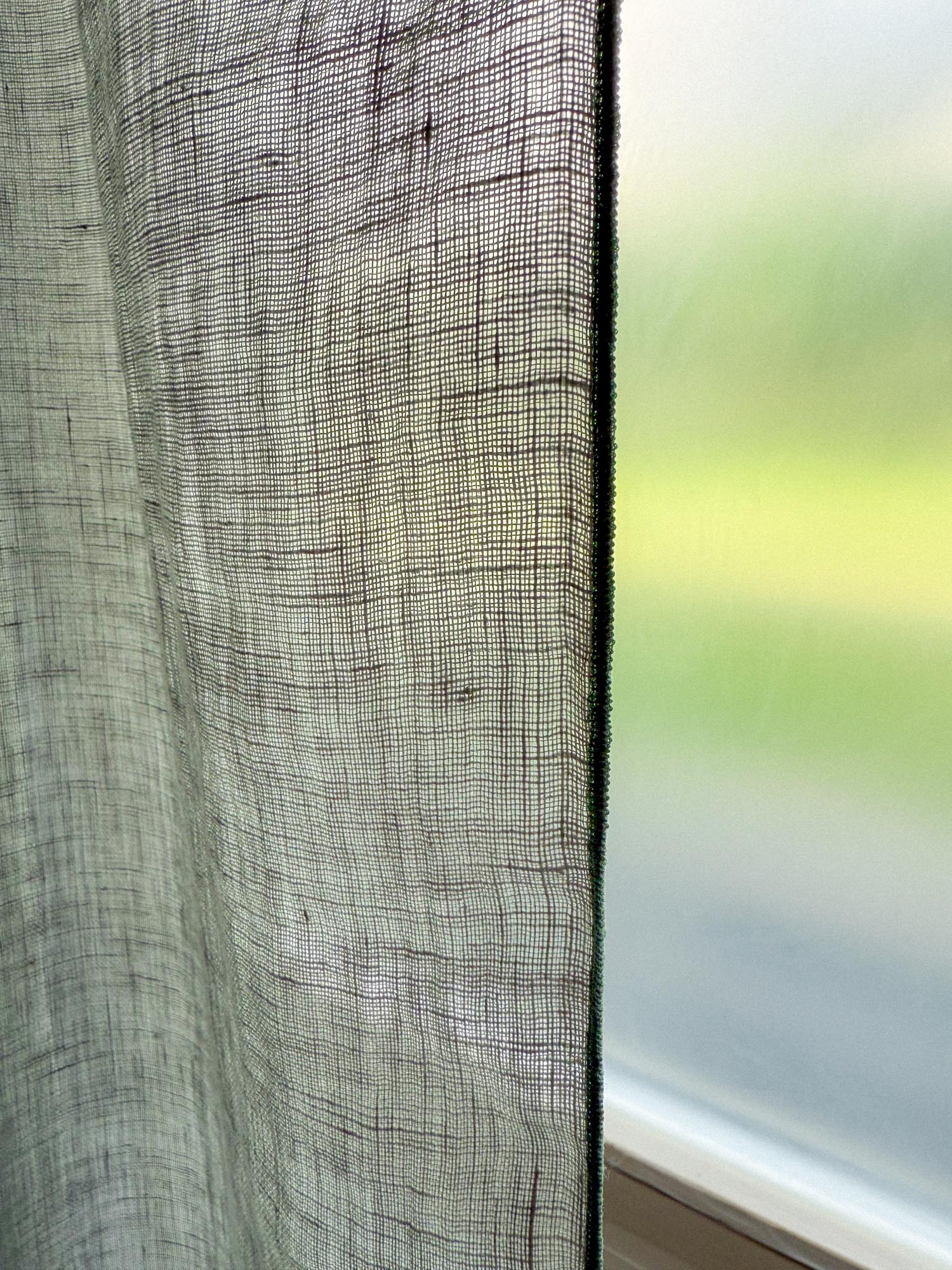 Leinen Musselin Vorhang - Salbeigrün, einzeln