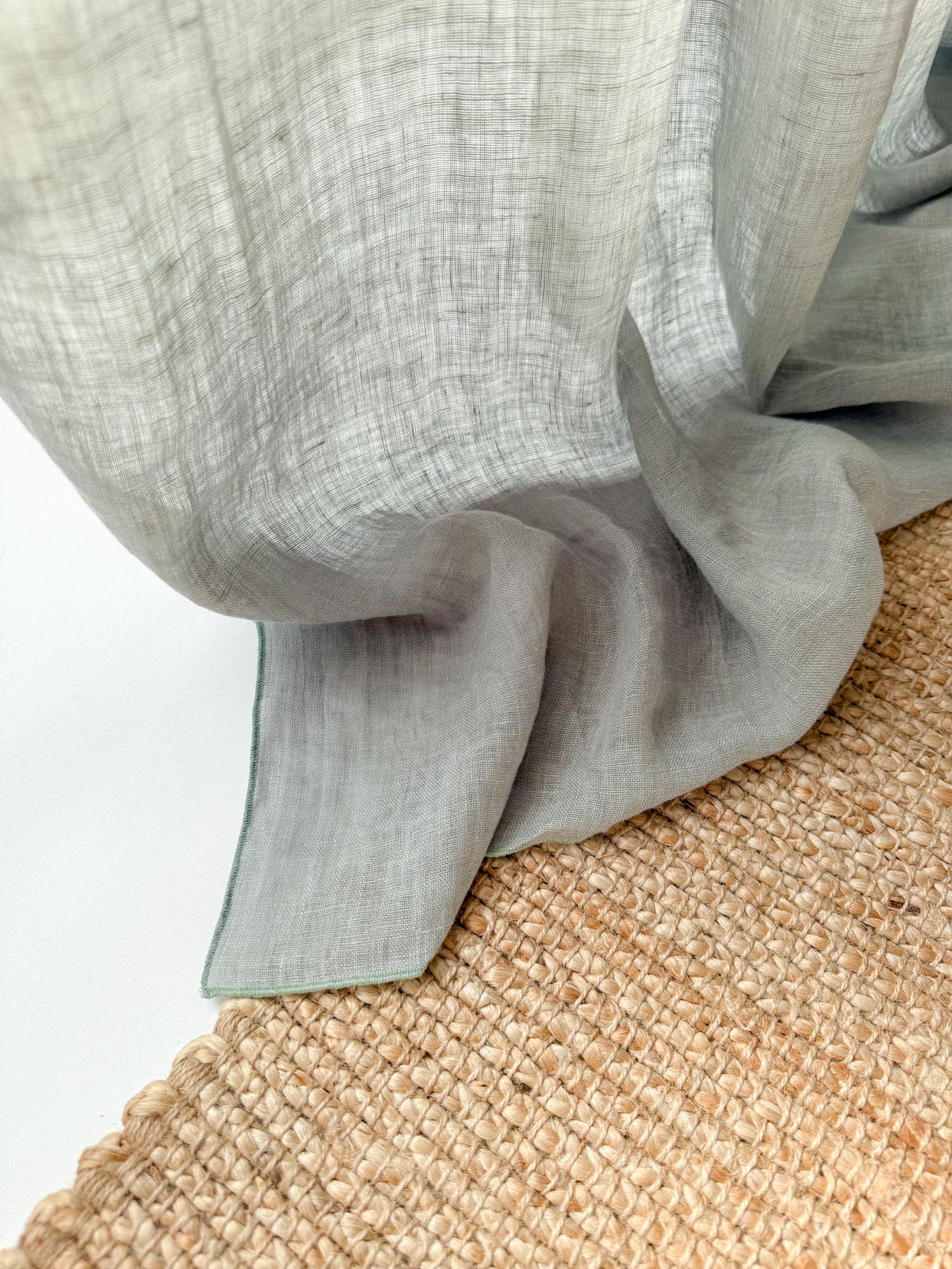 Leinen Musselin Vorhang - Salbeigrün, einzeln