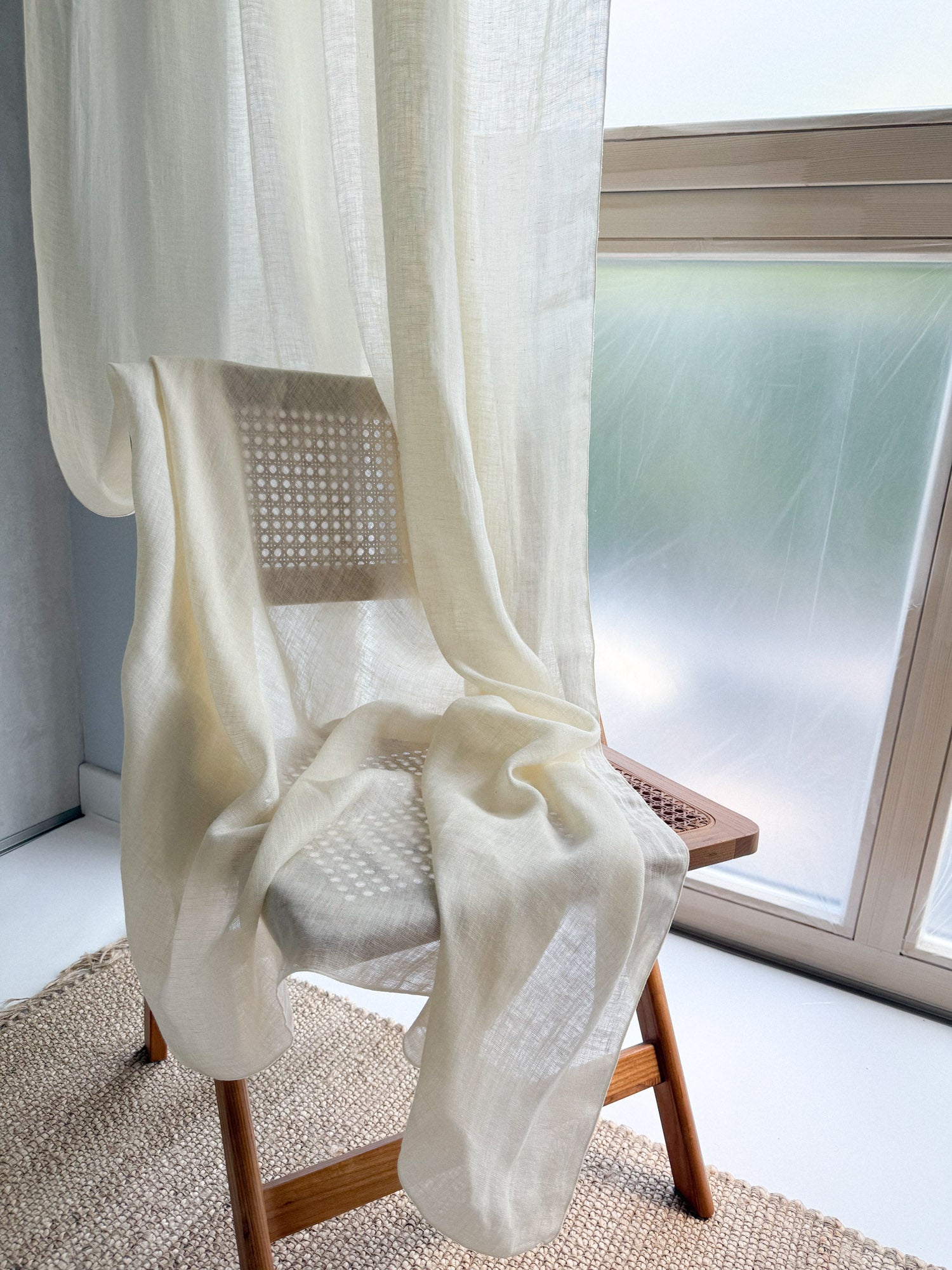 Leinen Musselin Vorhang - Vanille, einzeln