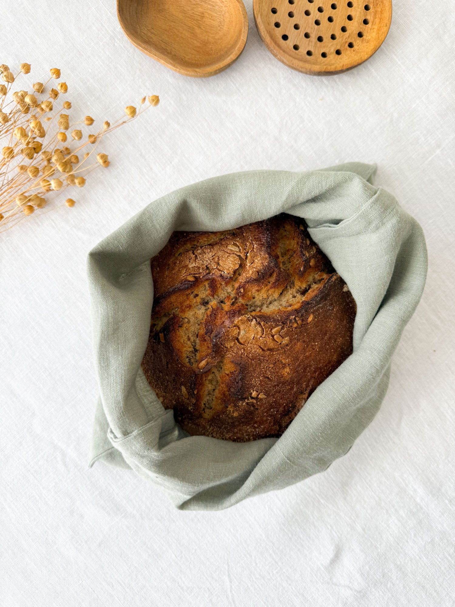 Brotbeutel aus Leinen – Salbeigrün