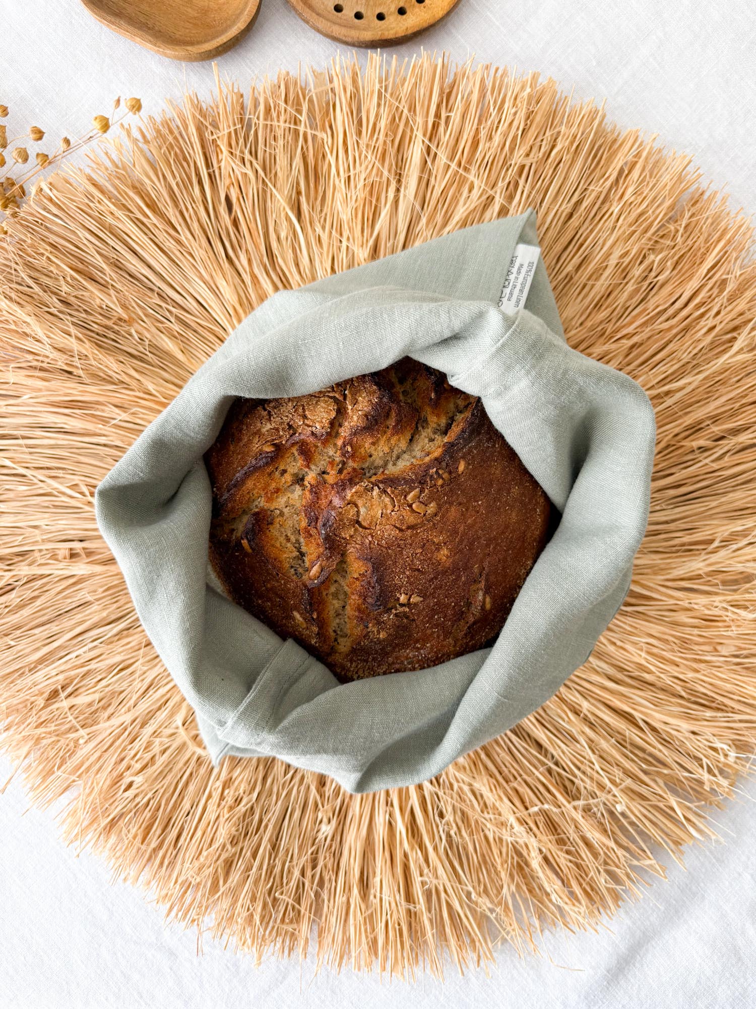 Brotbeutel aus Leinen – Salbeigrün