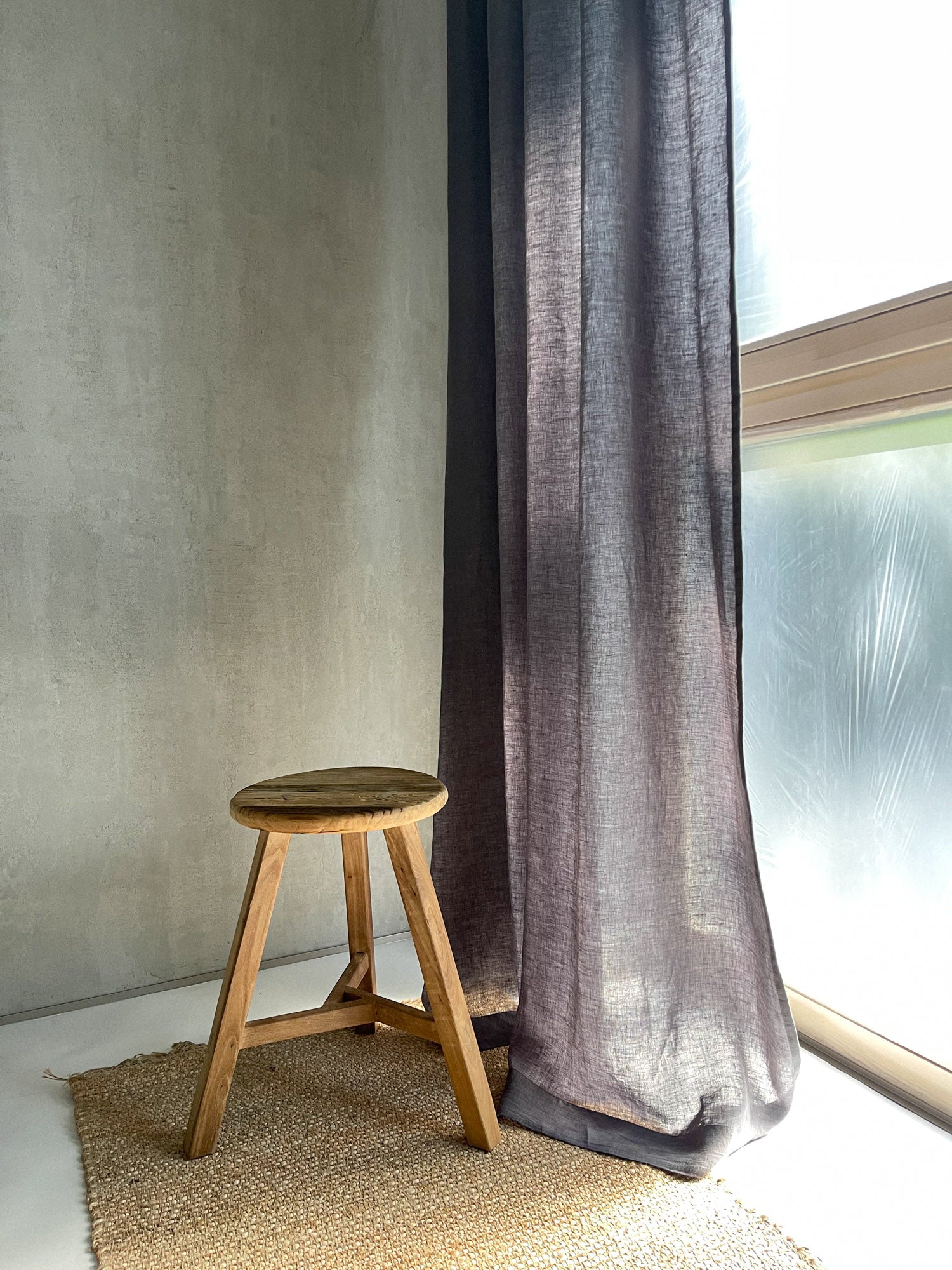 Mittelschwere Leinenvorhänge – Dunkelgrau (2er-Set)