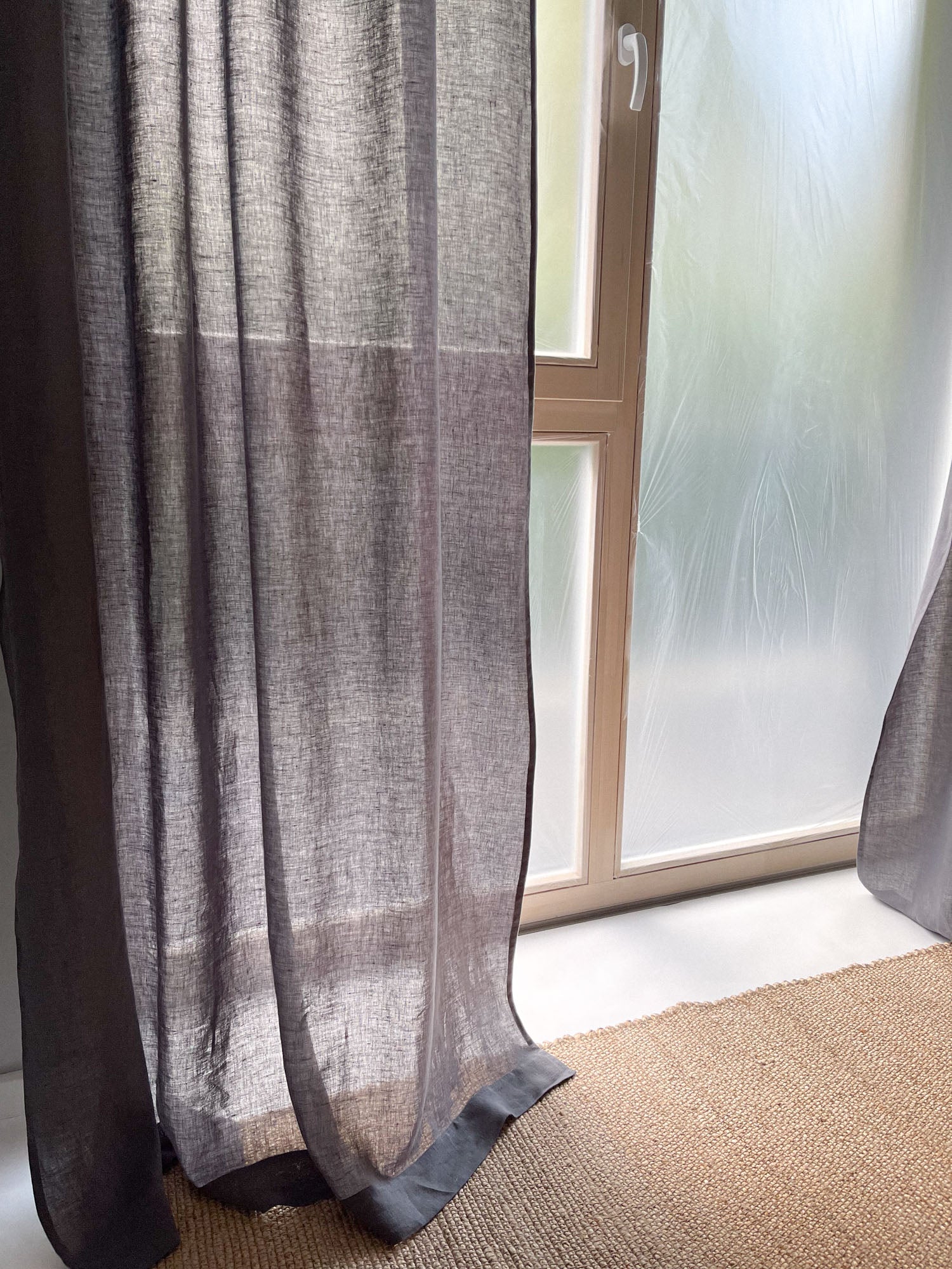 Mittelschwere Leinenvorhänge – Dunkelgrau (2er-Set)