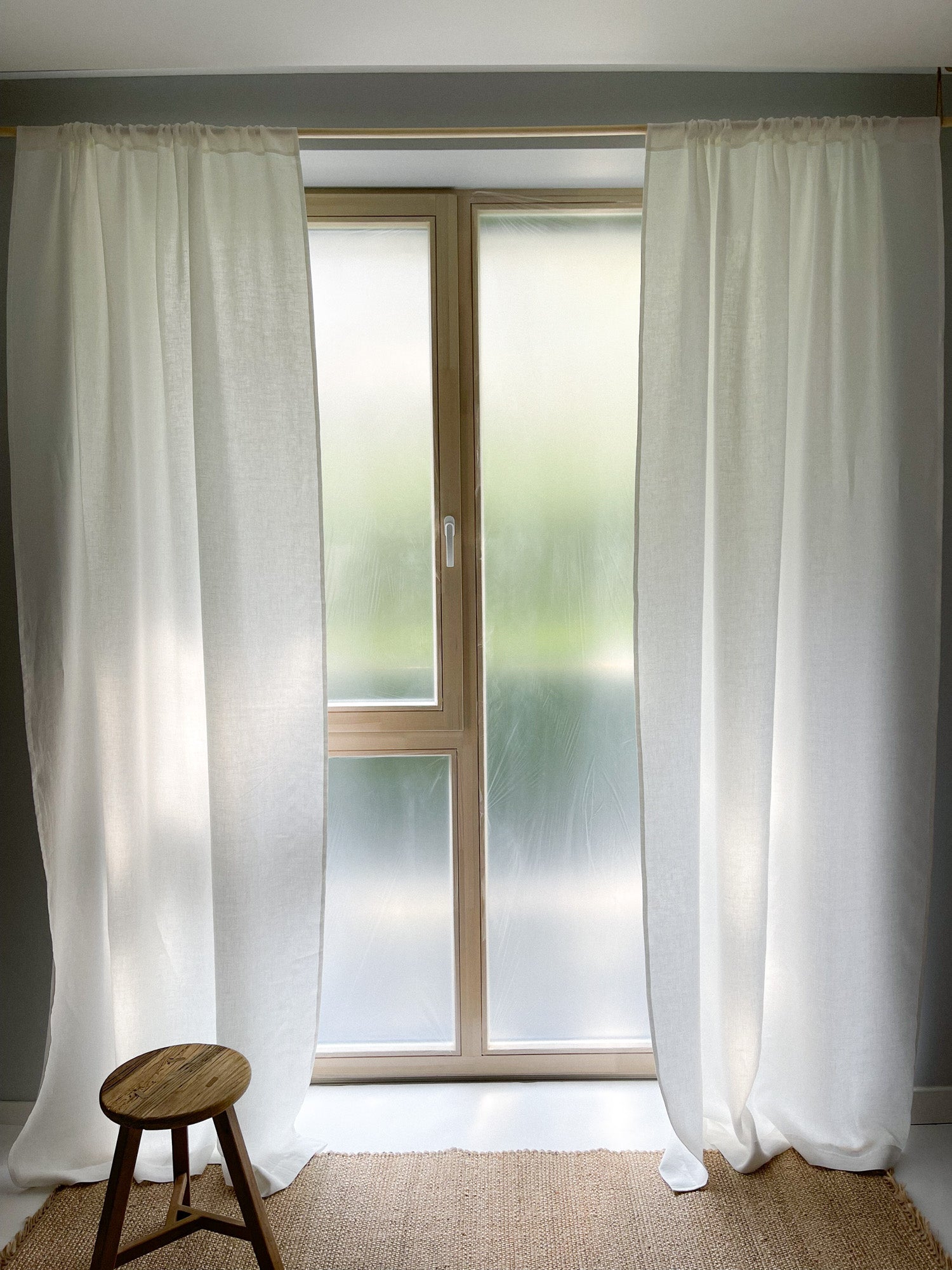 Mittelschwere Leinenvorhänge – Gebrochen Weiß (2er-Set)