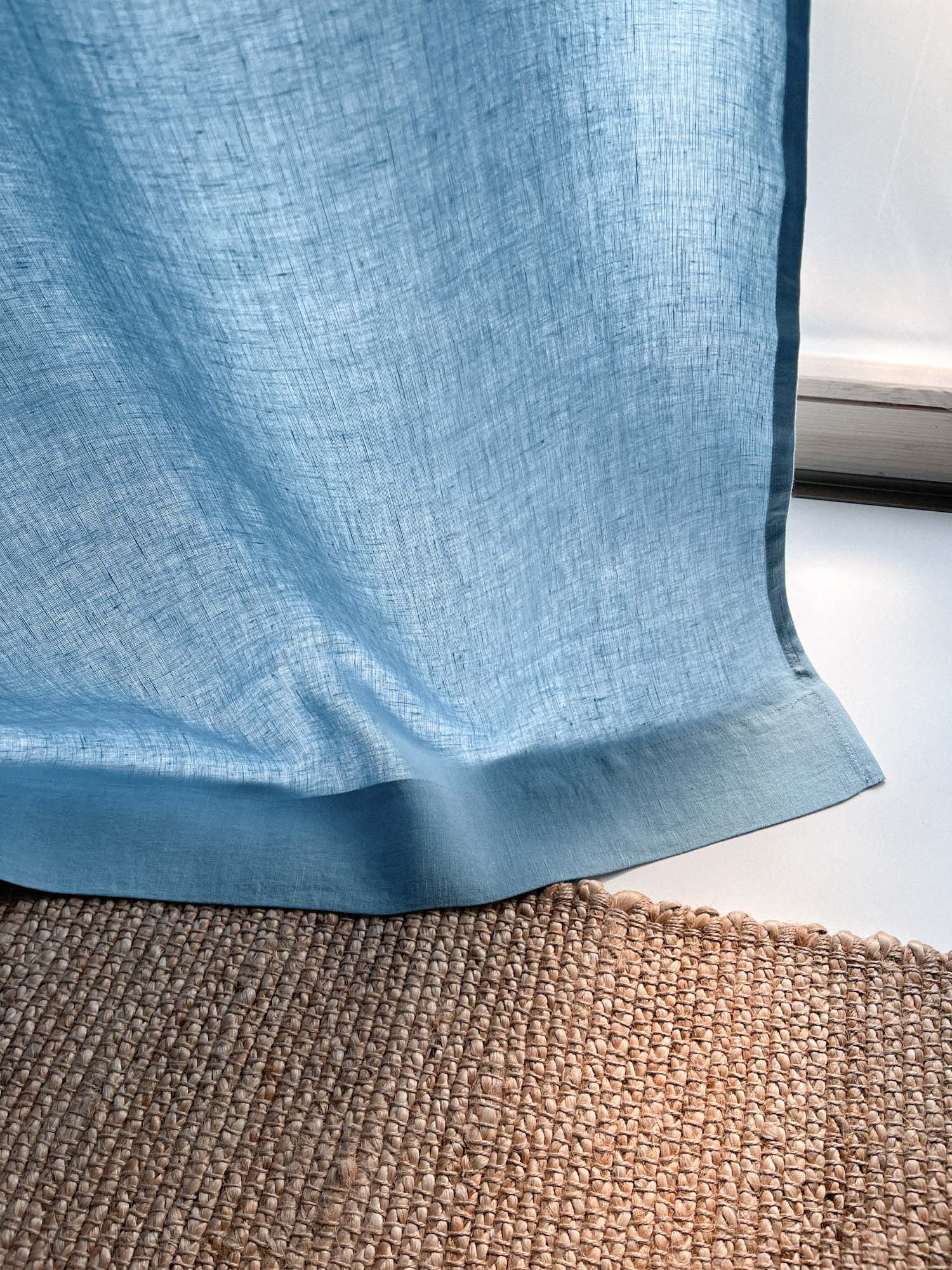 Mittelschwere Leinenvorhänge – Hellblau (2er-Set)