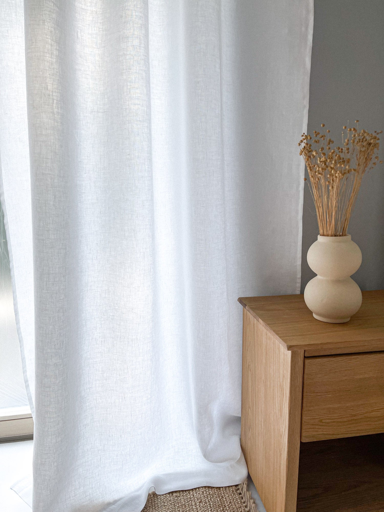 Mittelschwere Leinenvorhänge – Weiß (2er-Set)