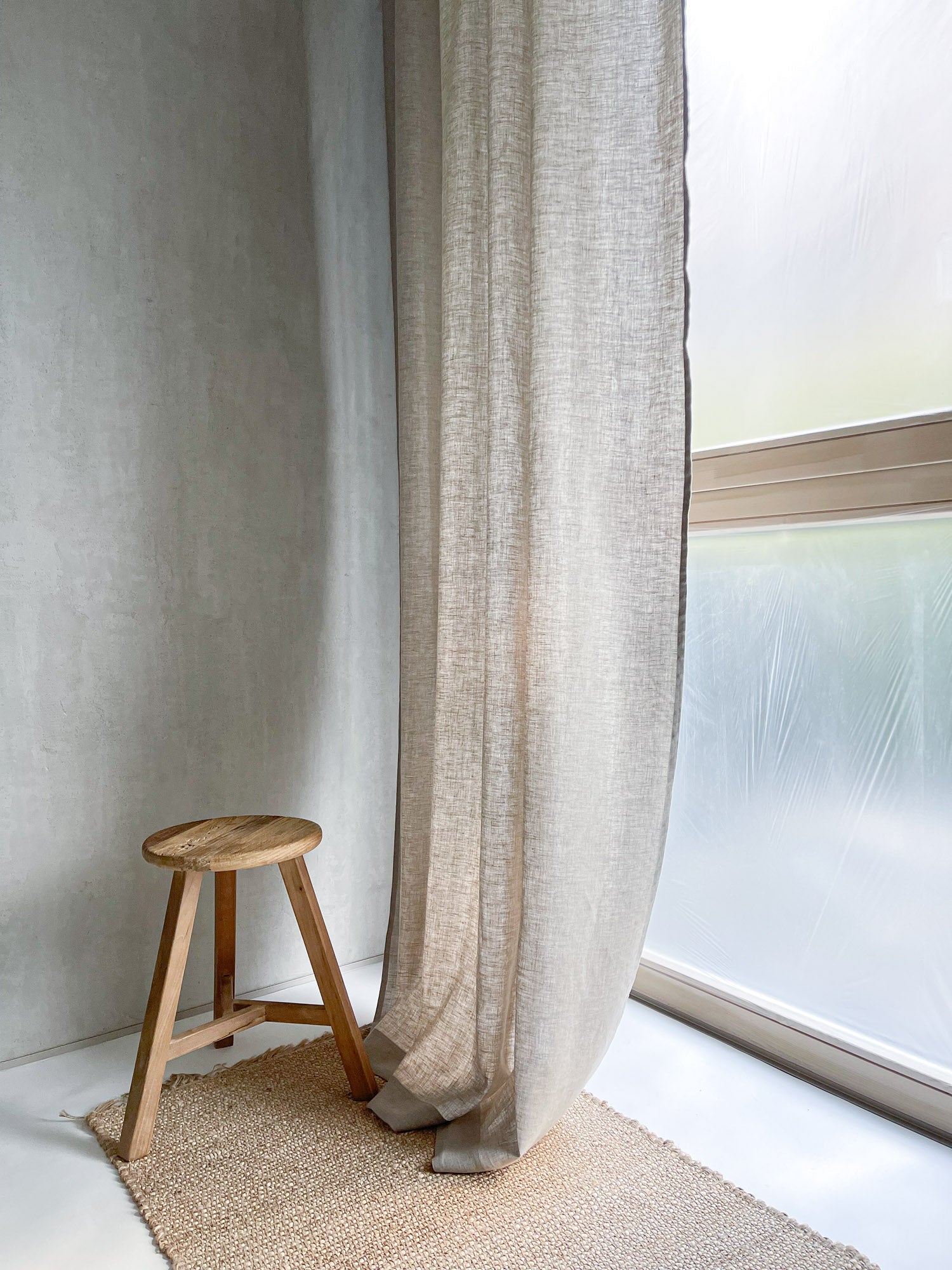 Mellantunga Linnegardiner – Beige, 2-pack