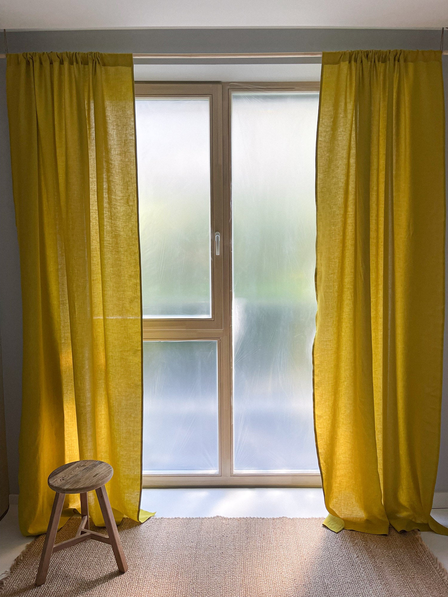 Mittelschwere Leinenvorhänge – Chartreuse Gelb (2er-Set)