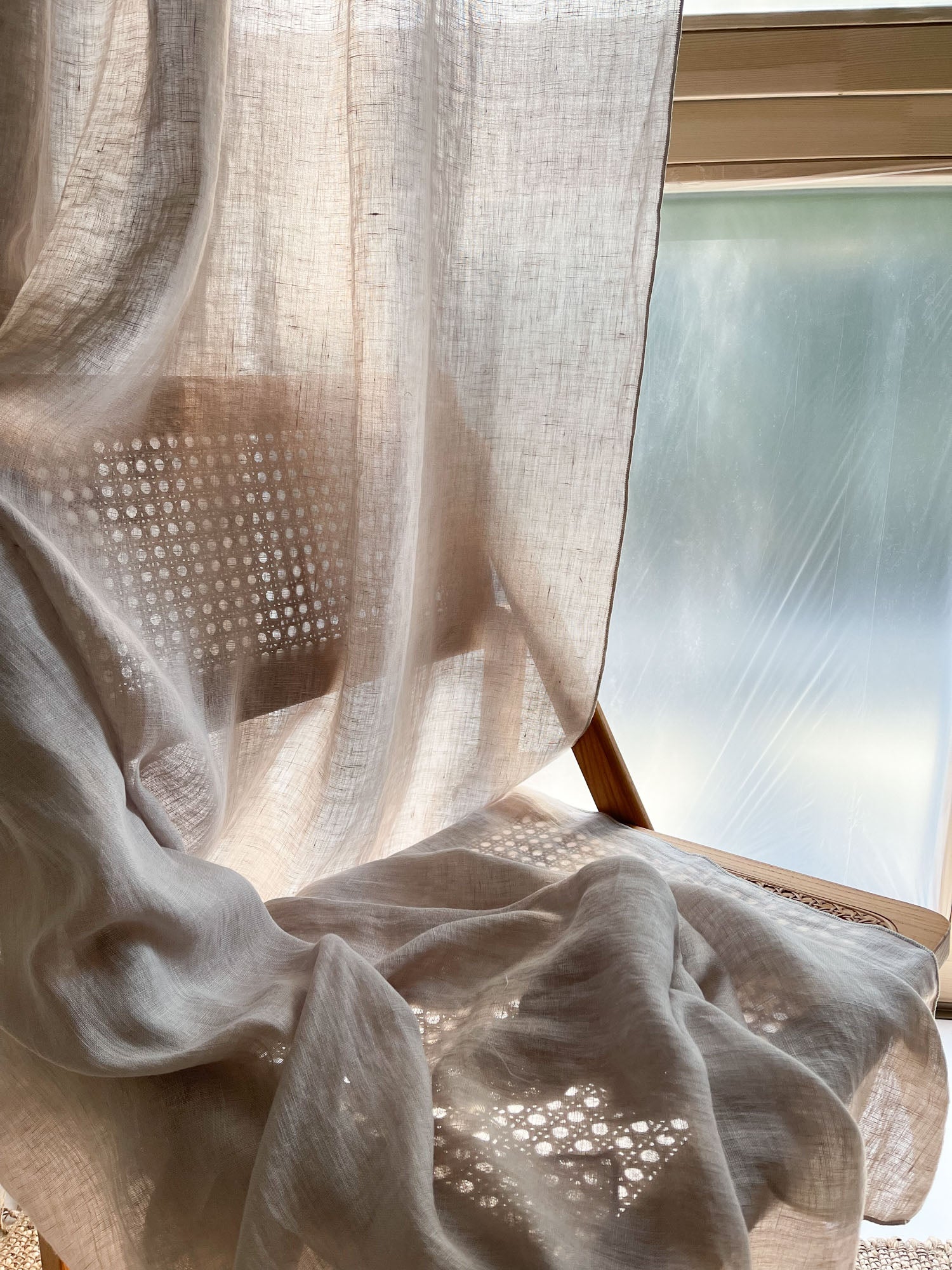 Tunna linnegardiner – Beige, enkel panel