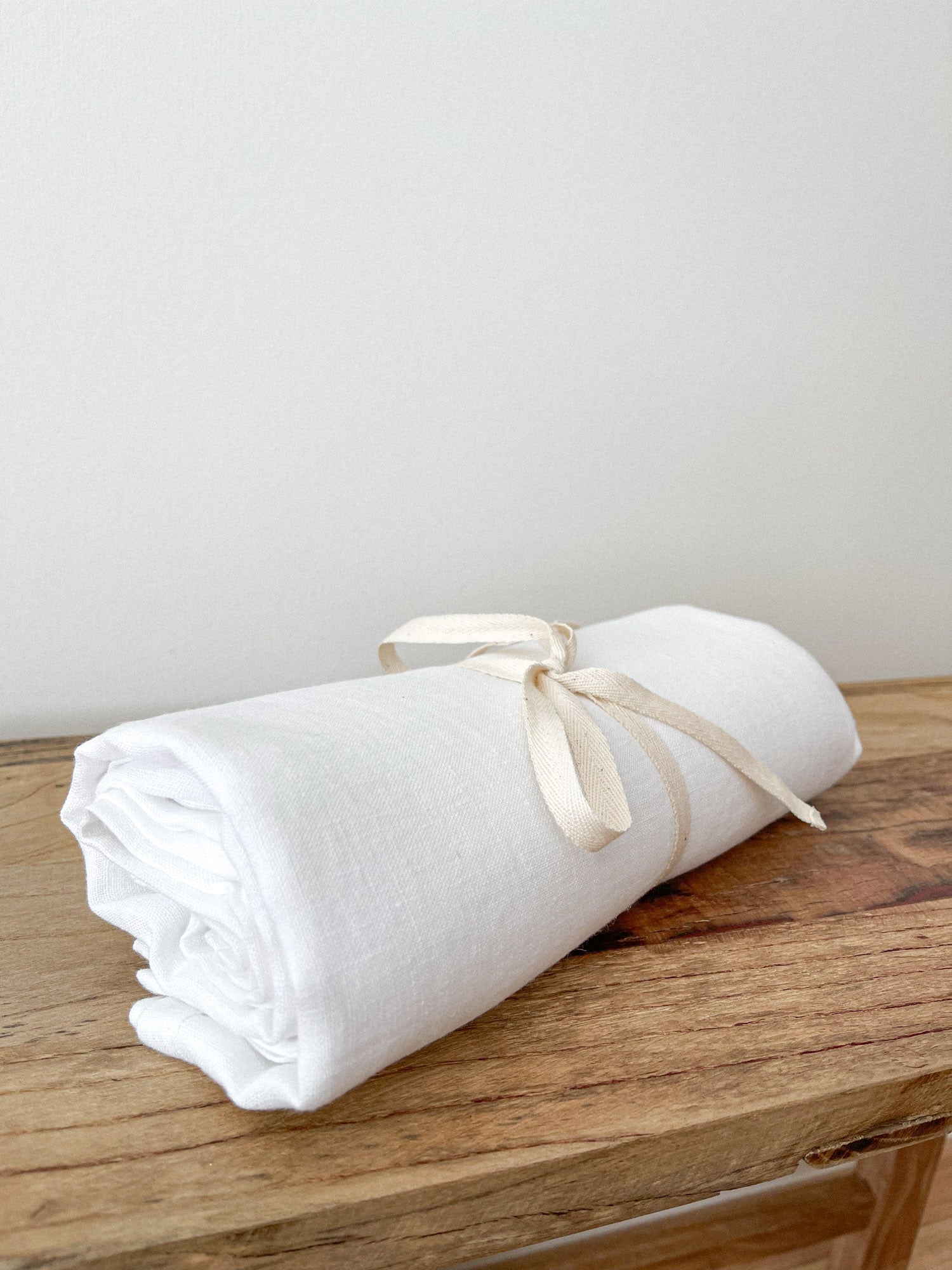 Linne strandhandduk – Vit