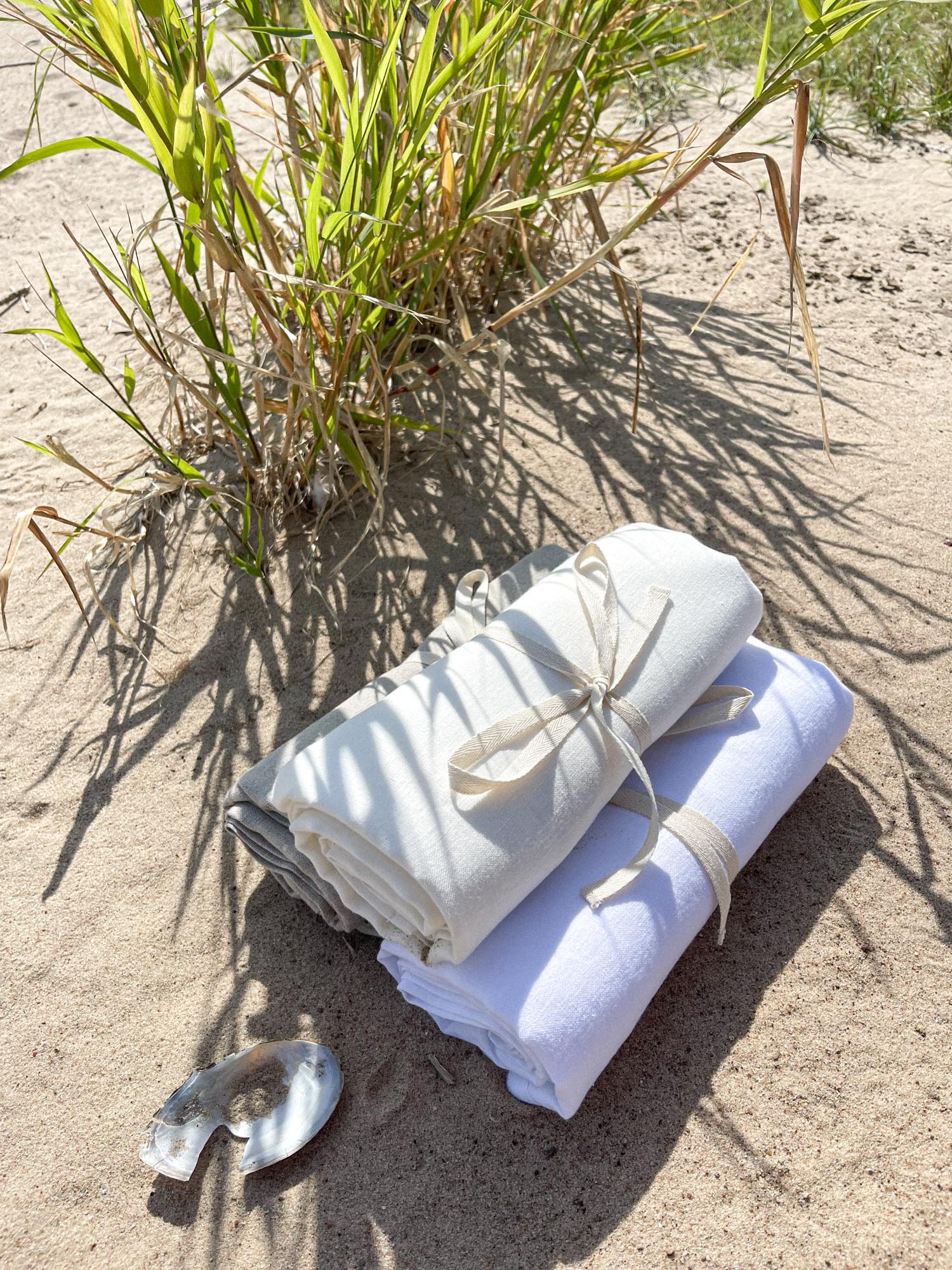 Strandtuch aus gewaschenem Leinen - Gebrochen Weiß