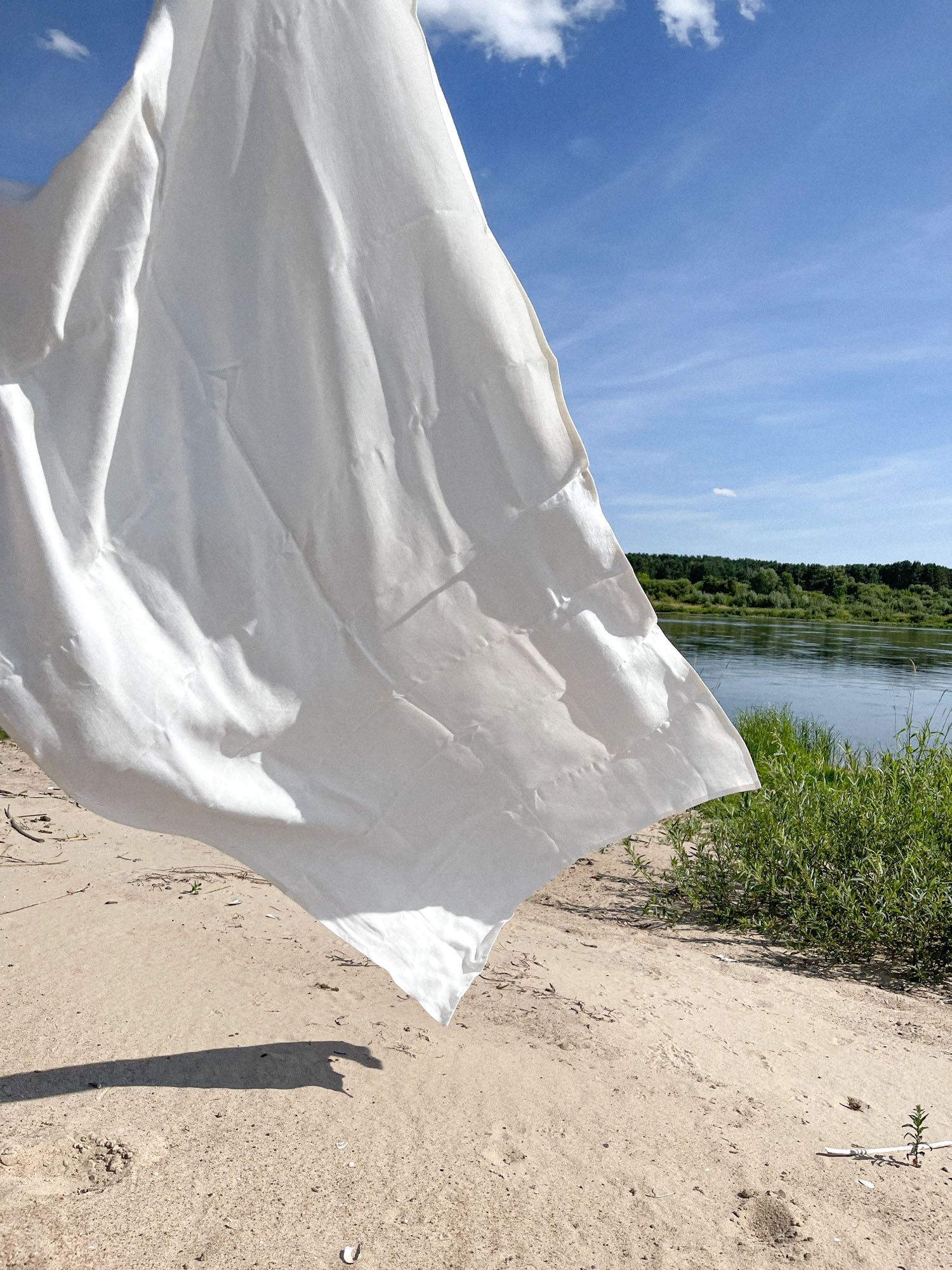 Linne strandhandduk – Off White